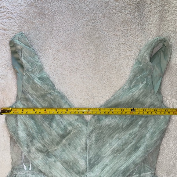 Lulus Blissful Poise Sage Green Floral Mesh Pleated Cutout Maxi Dress - Picture 10 of 11